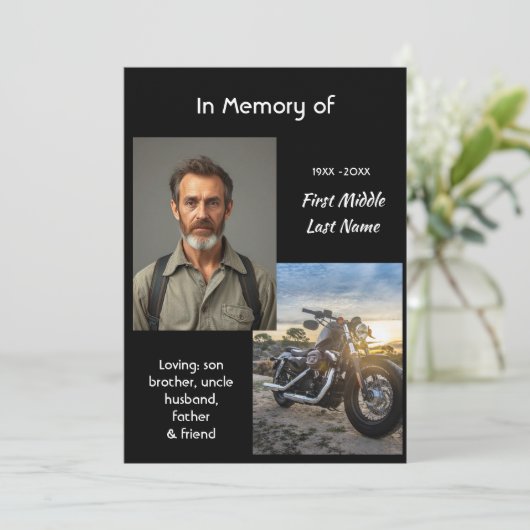 Celebration of Life  Motorcycle Biker Chopper Einladung (Stehend Vorderseite)
