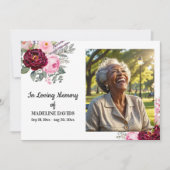 Celebration Of Life Peonies Photo Funeral Einladung (Vorderseite)