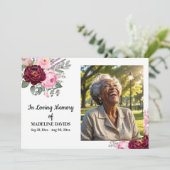 Celebration Of Life Peonies Photo Funeral Einladung (Stehend Vorderseite)