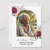 Celebration Of Life Peonies Photo Funeral  Einladung (Vorderseite)