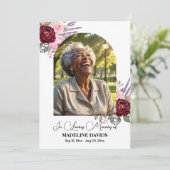 Celebration Of Life Peonies Photo Funeral Einladung (Stehend Vorderseite)