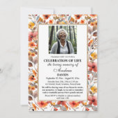 Celebration Of Life Photo Funeral Colorful Floral Einladung (Vorderseite)
