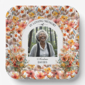 Celebration Of Life Photo Funeral Colorful Floral Pappteller (Vorderseite)