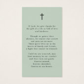 Celebration of Life Photo Funeral Prayer Card (Rückseite)