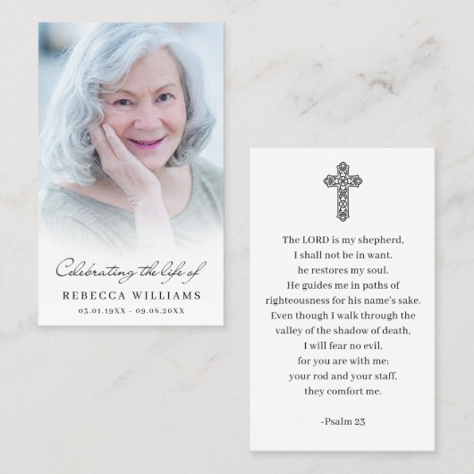Celebration of Life Photo Prayer Sympathy Cards Visitenkarte (Vorne/Hinten)