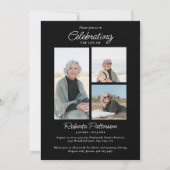 Celebration of Life Photos, Memorial Black White Einladung (Vorderseite)