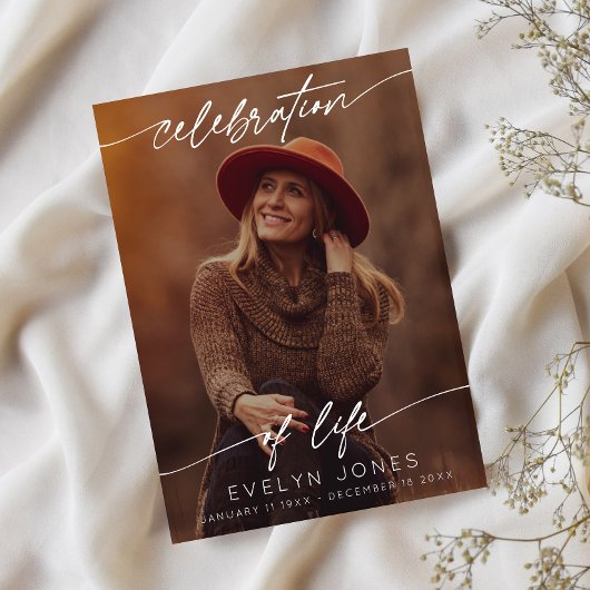 Celebration of Life Script Funeral Photo | Black Dankeskarte