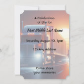 Celebration of Life Semi-Truck Tractor-trailer Einladung (Rückseite)