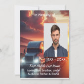 Celebration of Life  Semi-Truck Tractor-trailer  Einladung (Rückseite)