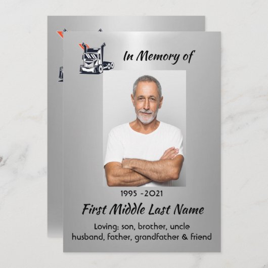 Celebration of Life Semi-Truck Tractor-trailer  Einladung (Vorne/Hinten)