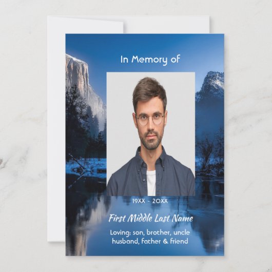 Celebration of Life Servce Mountain Lake Winter Einladung (Vorderseite)