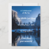 Celebration of Life Servce Mountain Lake Winter Einladung (Rückseite)