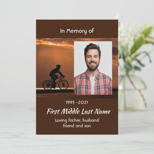 Celebration of Life Service Biking Cycling Bike Einladung (Stehend Vorderseite)