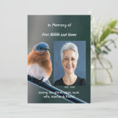 Celebration of Life Service Bluebird Garden Bird Einladung (Stehend Vorderseite)