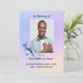 Celebration of Life Service Bluejay Einladung (Stehend Vorderseite)