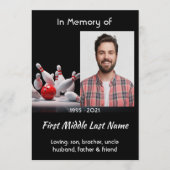 Celebration of Life Service  Bowling Bowler Einladung (Vorderseite)