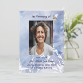 Celebration of Life Service Chickadee Bird Winter Einladung (Stehend Vorderseite)