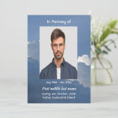 Celebration of Life Service Clouds Sky Heavenly Einladung (Stehend Vorderseite)