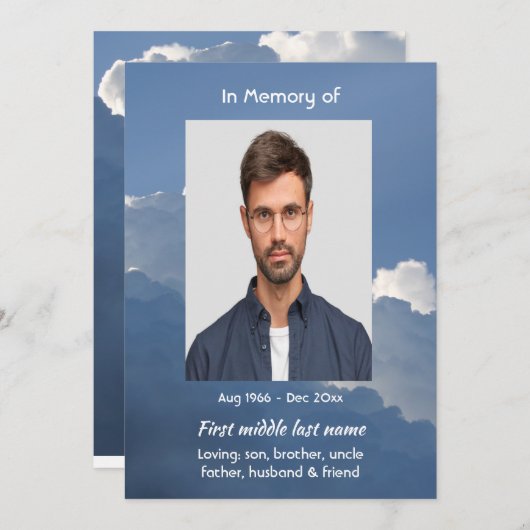 Celebration of Life Service Clouds Sky Heavenly Einladung (Vorne/Hinten)