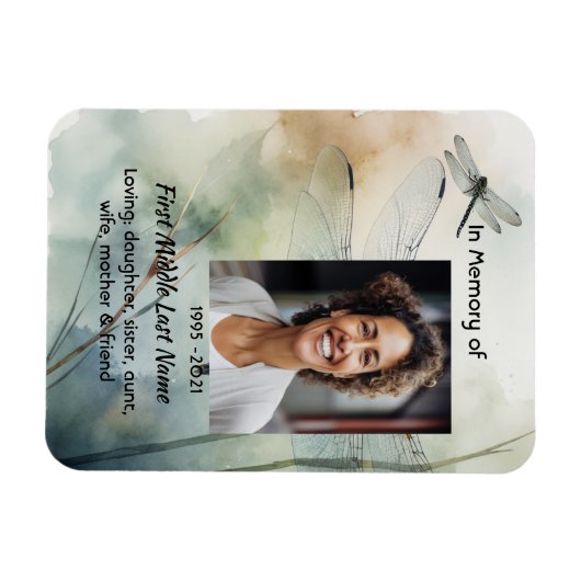 Celebration of Life Service Custom Dragonfly Magnet (Horizontal)