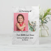 Celebration of Life Service Cute Koala Bear Kids Einladung (Stehend Vorderseite)