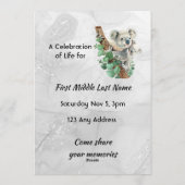 Celebration of Life Service Cute Koala Bear Kids Einladung (Rückseite)