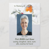 Celebration of Life Service English Robin Bird Einladung (Vorderseite)