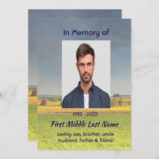 Celebration of Life Service Farm Crop Prairie Save The Date (Vorne/Hinten)