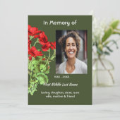 Celebration of Life Service Geranium Flower Einladung (Stehend Vorderseite)