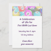 Celebration of Life Service invite Bingo Game Einladung (Rückseite)