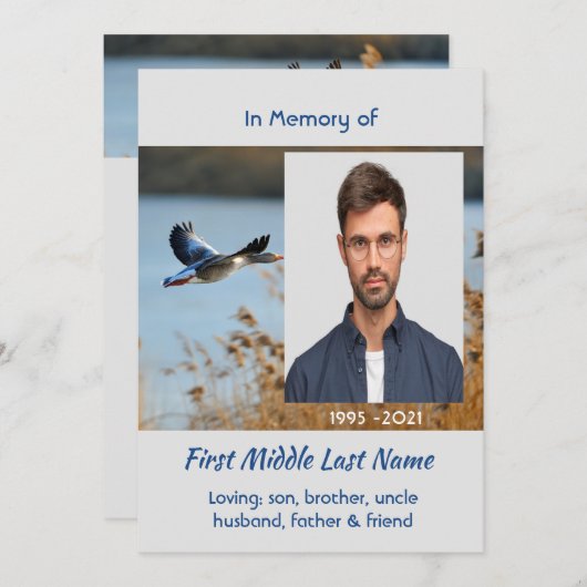 Celebration of Life Service Lake Geese Birds Einladung (Vorne/Hinten)