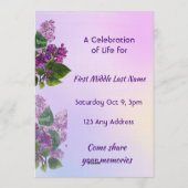 Celebration of Life Service Lilac Garden Flower Einladung (Rückseite)