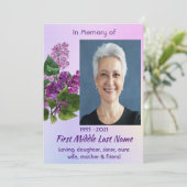 Celebration of Life Service  Lilac Garden Flower  Einladung (Stehend Vorderseite)