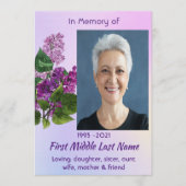 Celebration of Life Service Lilac Garden Flower Einladung (Vorderseite)