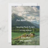 Celebration of Life Service Mountain Lake Scenery Einladung (Rückseite)