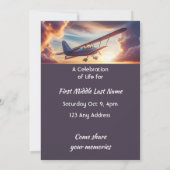 Celebration of Life Service Pilot Flying Sunset Einladung (Rückseite)