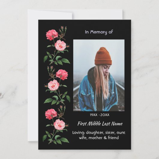 Celebration of Life Service Roses Garden Flowers Einladung (Vorderseite)