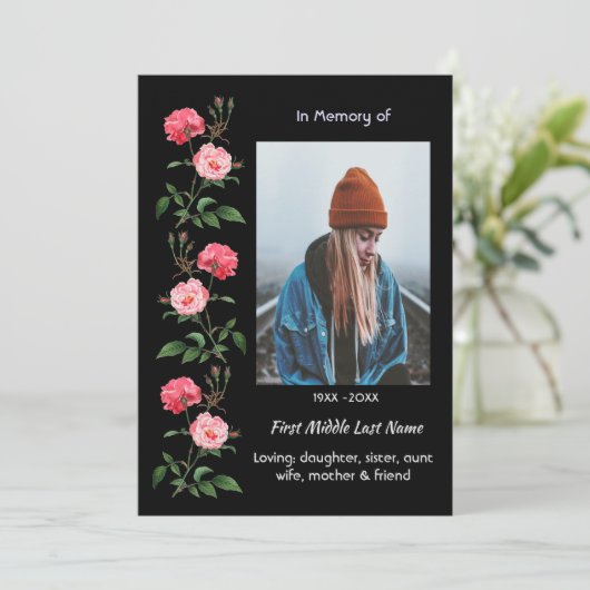 Celebration of Life Service Roses Garden Flowers Einladung (Stehend Vorderseite)