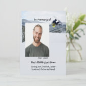 Celebration of Life Service Snowboarding Winter Einladung (Stehend Vorderseite)