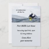 Celebration of Life Service Snowboarding Winter Einladung (Rückseite)