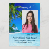 Celebration of Life Service Tropical Beach Exotic Einladung (Rückseite)