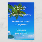Celebration of Life Service Tropical Beach Exotic Einladung (Vorderseite)