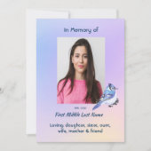 Celebration of Life Service Watercolor Bluejay Einladung (Vorderseite)