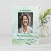 Celebration of Life Service Watercolor Foliage Einladung (Stehend Vorderseite)