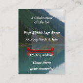 Celebration of Life Service Wilderness Lake Canoe Visitenkarte (Rückseite)