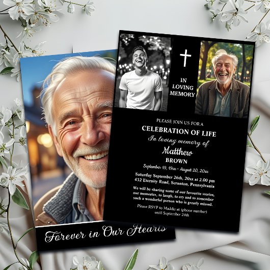 Celebration Of Life Then And Now 3 Photos Funeral Einladung