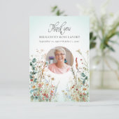 Celebration of Life Wildflowers Hummingbird Dankeskarte (Stehend Vorderseite)