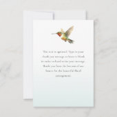 Celebration of Life Wildflowers Hummingbird Dankeskarte (Rückseite)
