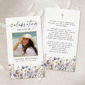 Celebration of Life Wildflowers Photo Prayer Card
