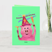 Celebration Pig Birthday Card Karte (Rückseite)
